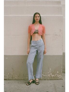 Maryam Nassir Zadeh x J.Crew Dual-Tone Linen Trousers,  French Blue, Size 2 NWT